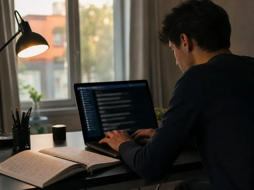 individual researching Hidden Wiki Korea on a laptop