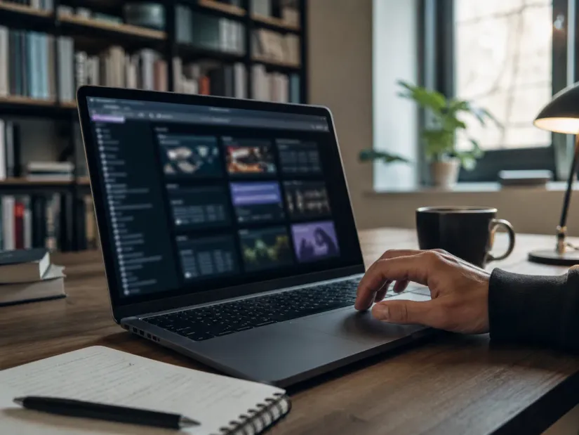 user exploring dark web resource directory on laptop