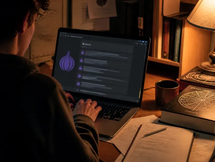 individual exploring resources on Tor Browser